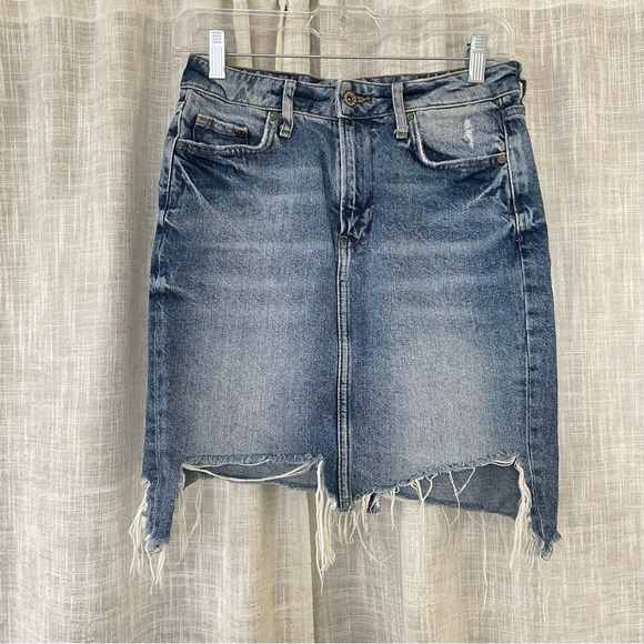 H&M Dresses & Skirts - H&M Distressed Medium Wash Denim Midi Skirt
